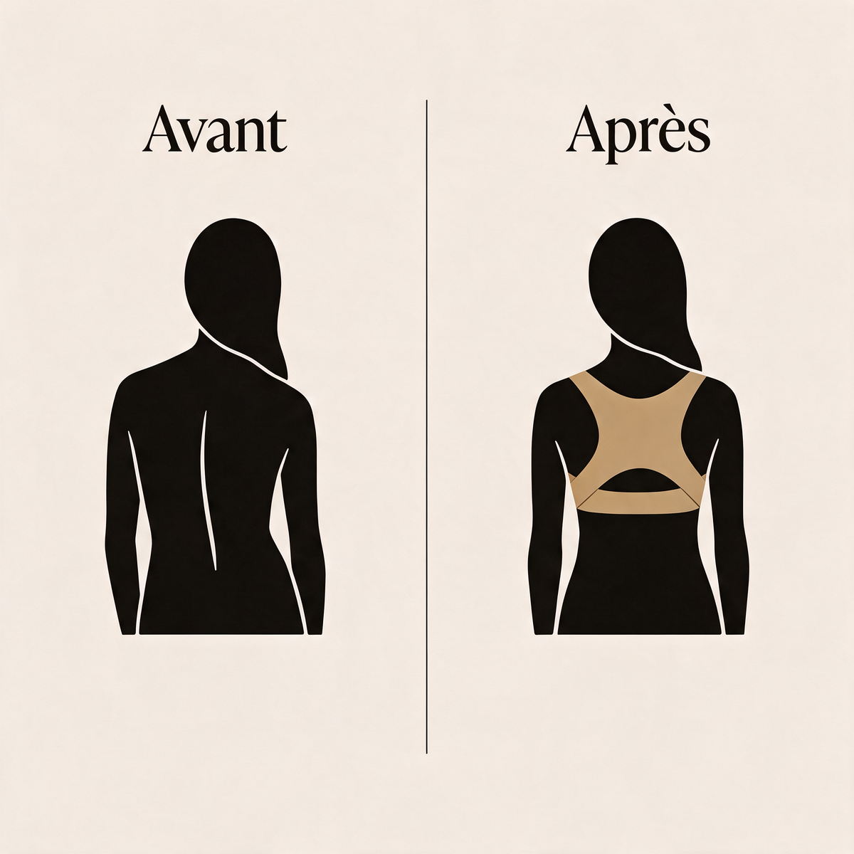 Posture avant et après le port du soutien-gorge Tenaya